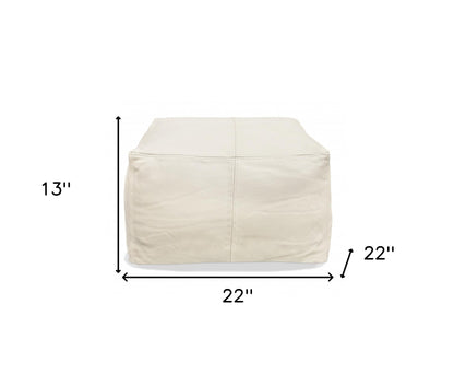 MALIBU 22" IVORY LEATHER POUF OTTOMAN - Varnish & Vibe
