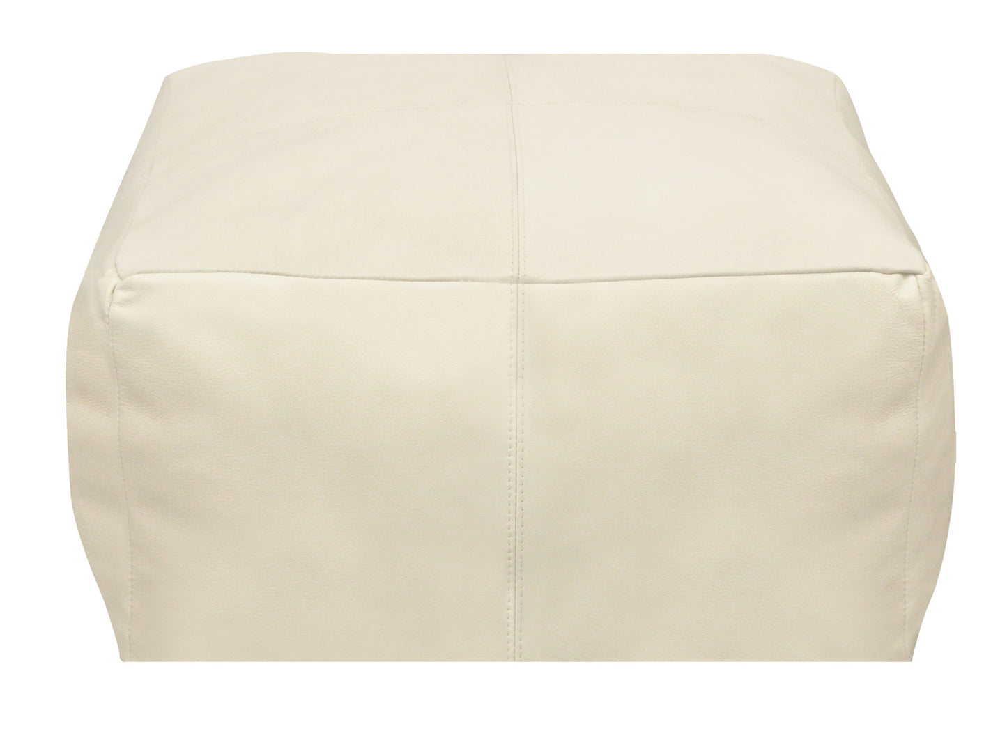 MALIBU 22" IVORY LEATHER POUF OTTOMAN - Varnish & Vibe