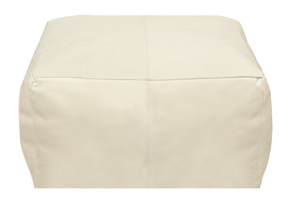 MALIBU 22" IVORY LEATHER POUF OTTOMAN - Varnish & Vibe