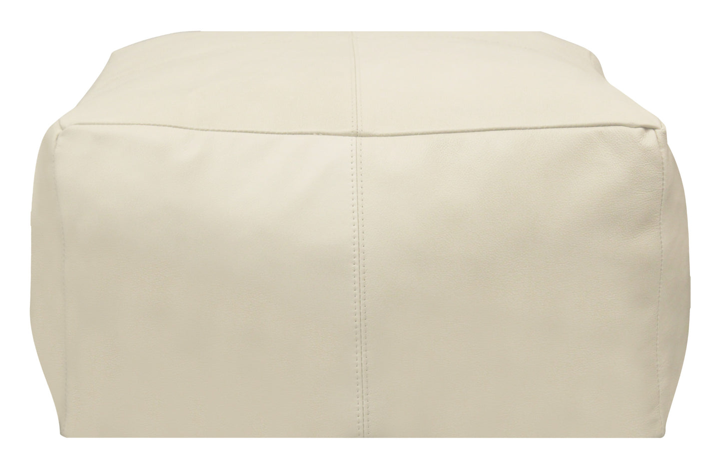 MALIBU 22" IVORY LEATHER POUF OTTOMAN - Varnish & Vibe