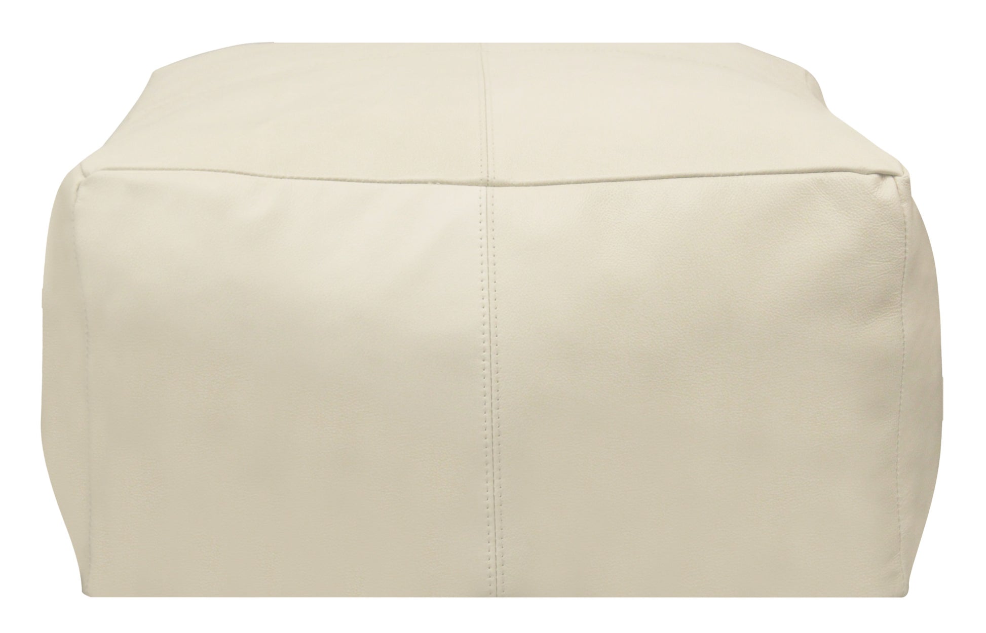 MALIBU 22" IVORY LEATHER POUF OTTOMAN - Varnish & Vibe