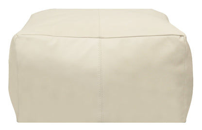 MALIBU 22" IVORY LEATHER POUF OTTOMAN - Varnish & Vibe
