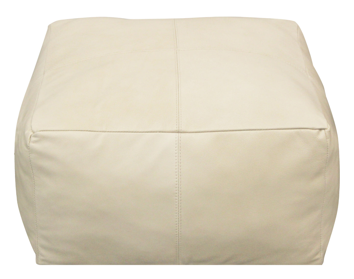 MALIBU 22" IVORY LEATHER POUF OTTOMAN - Varnish & Vibe