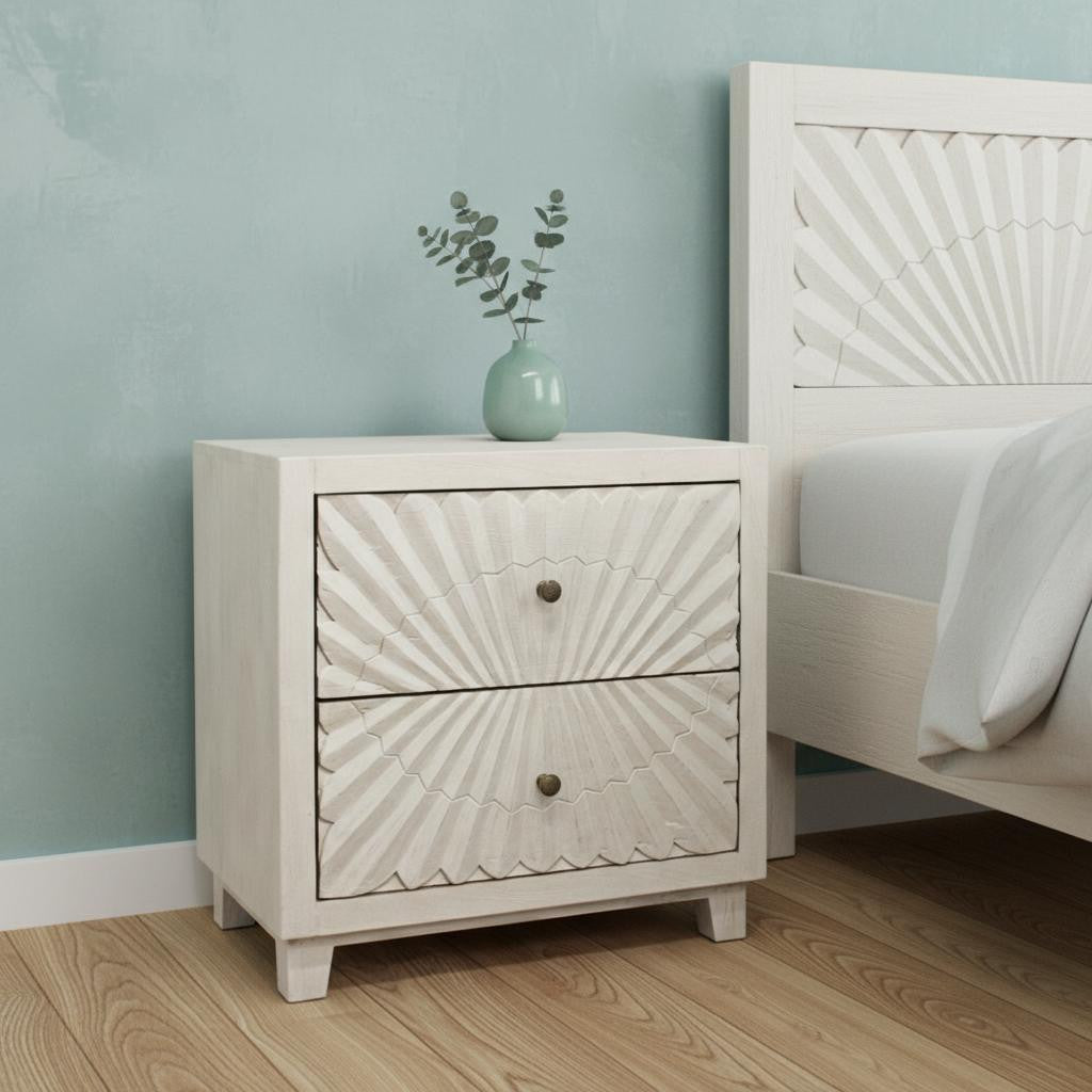 MALIBU 30" IVORY TWO DRAWER NIGHTSTAND - Varnish & Vibe