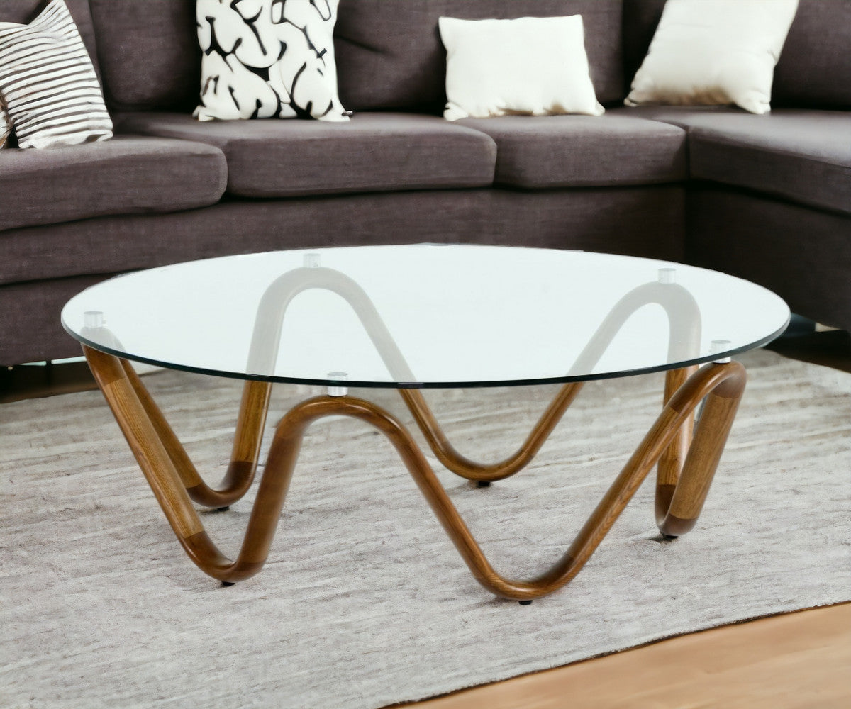 VALLEY 45" GLASS ROUND COFFEE TABLE - Varnish & Vibe