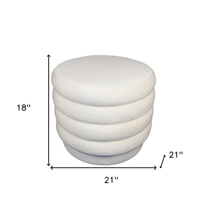 velvet tufted round cocktail ottoman, tufted round cocktail ottoman, round cocktail ottoman, white velvet tufted round cocktail, 21" white velvet tufted round