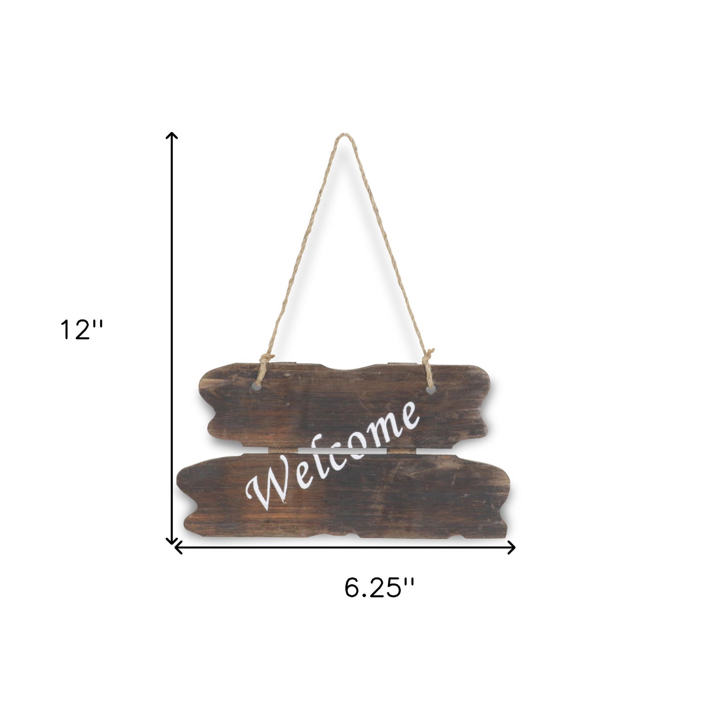 6" X 12" brown welcome wood wall, brown welcome wood wall decor, welcome wood wall decor, wood wall decor, brown welcome wood wall