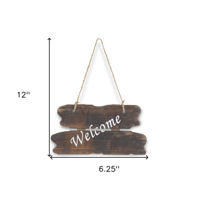 6" X 12" brown welcome wood wall, brown welcome wood wall decor, welcome wood wall decor, wood wall decor, brown welcome wood wall