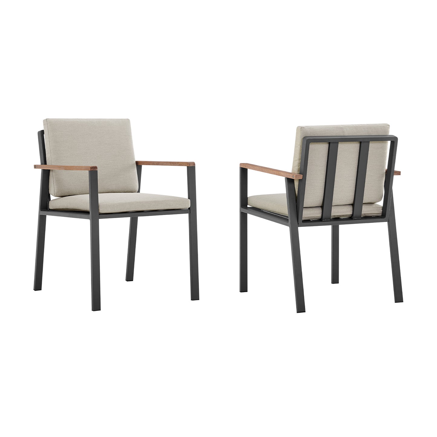 LAKEVIEW SET OF TWO TAUPE OUTDOOR DINING CHAIRS