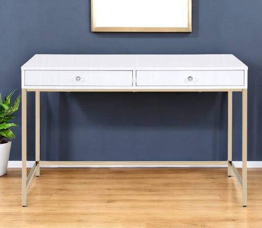 47" WHITE AND GOLD VANITY WITH DRAWERS