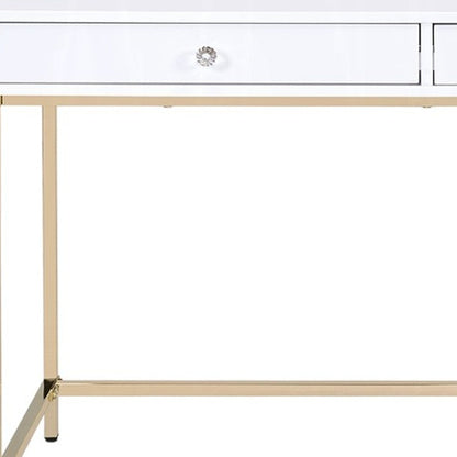 47" WHITE AND GOLD VANITY WITH DRAWERS