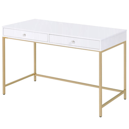 47" WHITE AND GOLD VANITY WITH DRAWERS