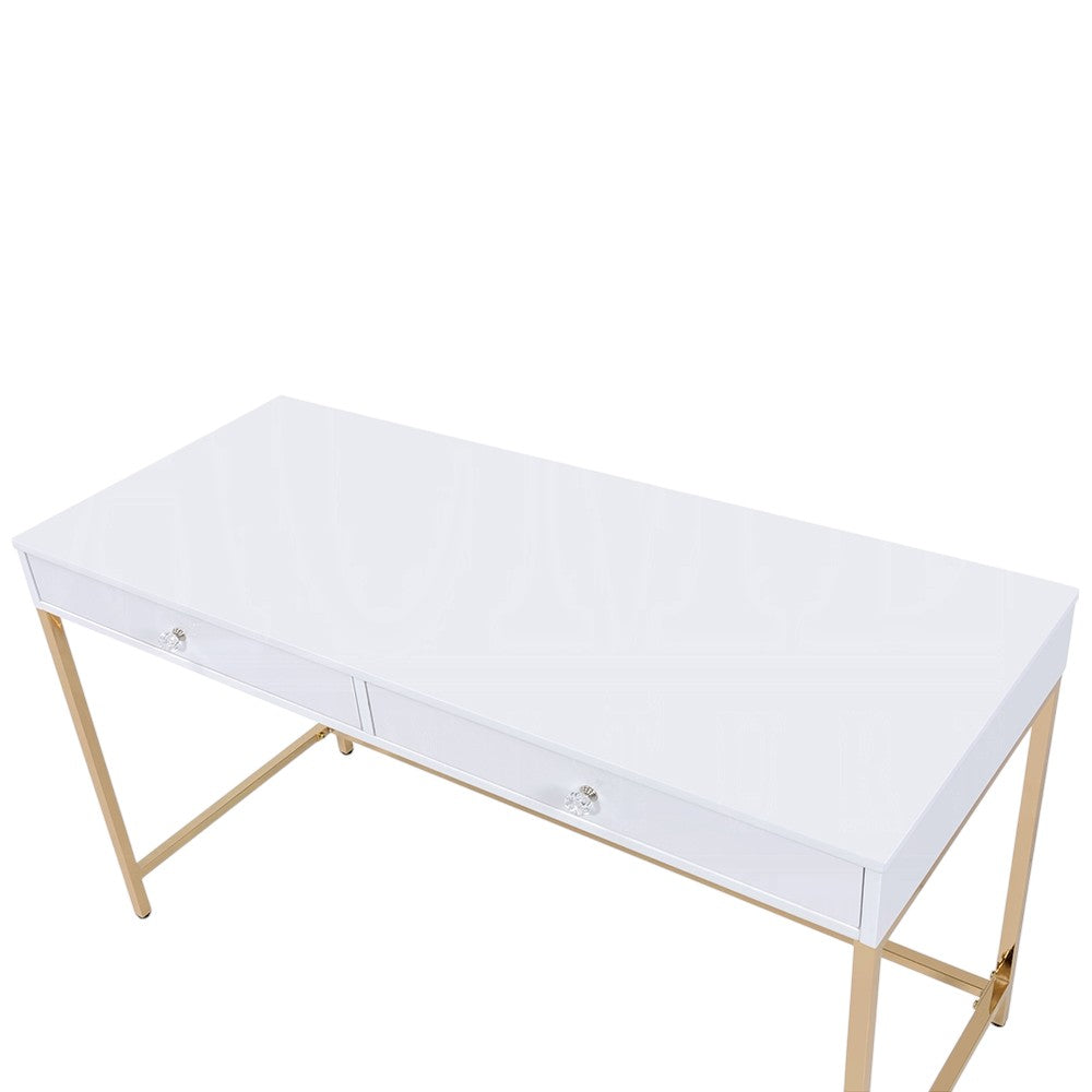 47" WHITE AND GOLD VANITY WITH DRAWERS