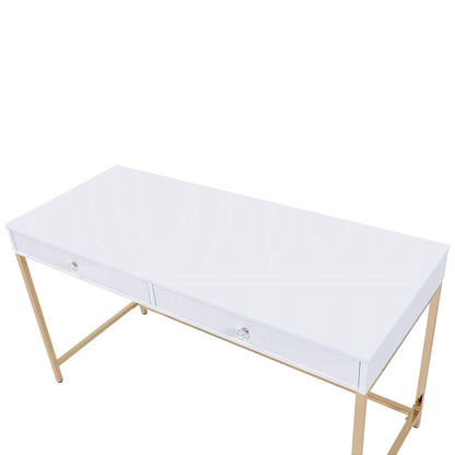 47" WHITE AND GOLD VANITY WITH DRAWERS