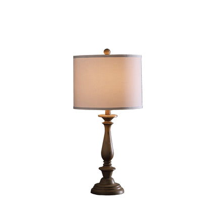CALABASAS 28" RUSTIC TAUPE CREAM CANDLESTICK TABLE LAMP WITH WHITE SHADE - Varnish & Vibe