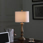 CALABASAS 28" RUSTIC TAUPE CREAM CANDLESTICK TABLE LAMP WITH WHITE SHADE - Varnish & Vibe