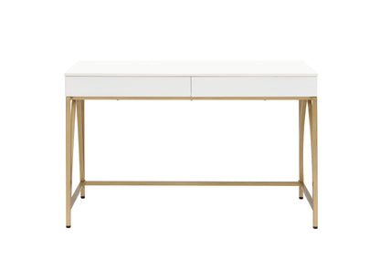 50" WHITE AND GOLD VANITY WITH DRAWERS