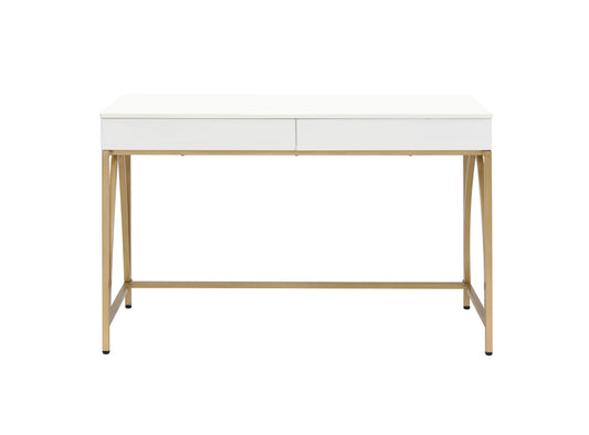 50" WHITE AND GOLD VANITY WITH DRAWERS
