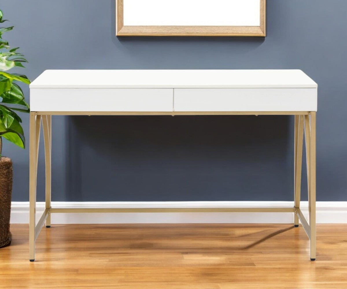 50" WHITE AND GOLD VANITY WITH DRAWERS