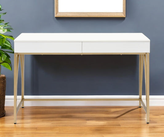 50" WHITE AND GOLD VANITY WITH DRAWERS