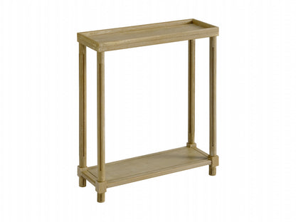 PALISADES SET OF TWO 24" OAK BROWN WOOD RECTANGULAR END TABLES WITH SHELF - Varnish & Vibe