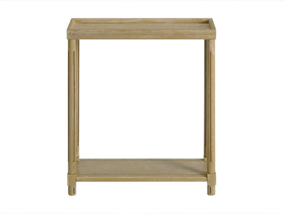 PALISADES SET OF TWO 24" OAK BROWN WOOD RECTANGULAR END TABLES WITH SHELF - Varnish & Vibe