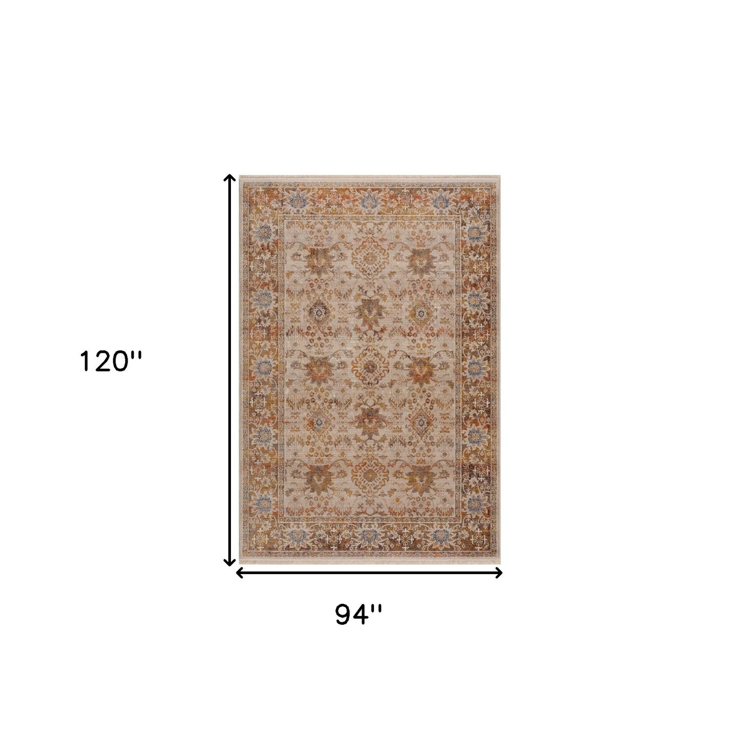 CALABASAS 8' X 10' IVORY ORIENTAL AREA RUG - Varnish & Vibe