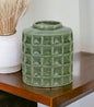 CALABASAS 7" GREEN TERRACOTTA GEOMETRIC CYLINDER TABLE VASE - Varnish & Vibe