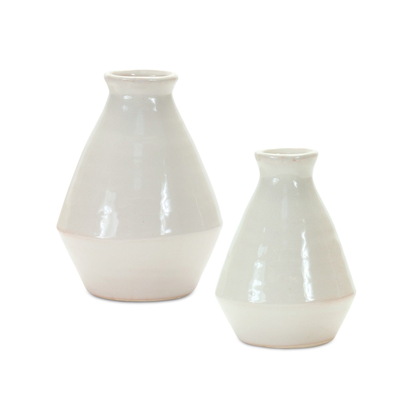 HERMOSA SET OF TWO WHITE TERRACOTTA TABLE VASES