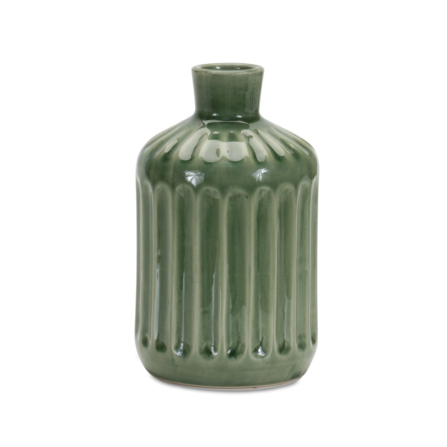 CALABASAS 7" GREEN TERRACOTTA STRIPED BUD TABLE VASE - Varnish & Vibe