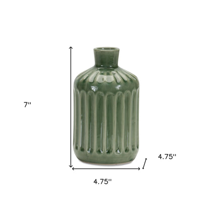green striped bud table vase, striped bud table vase, terracotta green striped bud table, bud table vase, green striped bud table