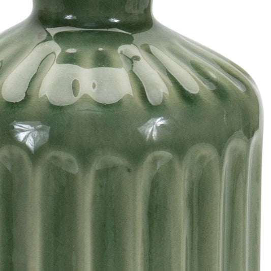 CALABASAS 7" GREEN TERRACOTTA STRIPED BUD TABLE VASE - Varnish & Vibe