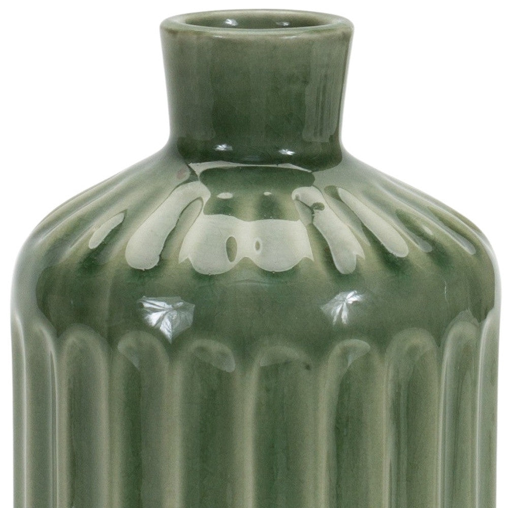 CALABASAS 7" GREEN TERRACOTTA STRIPED BUD TABLE VASE - Varnish & Vibe