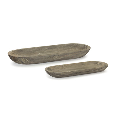 OCEAN SET OF TWO SOLID WOOD SERVING TRAYS