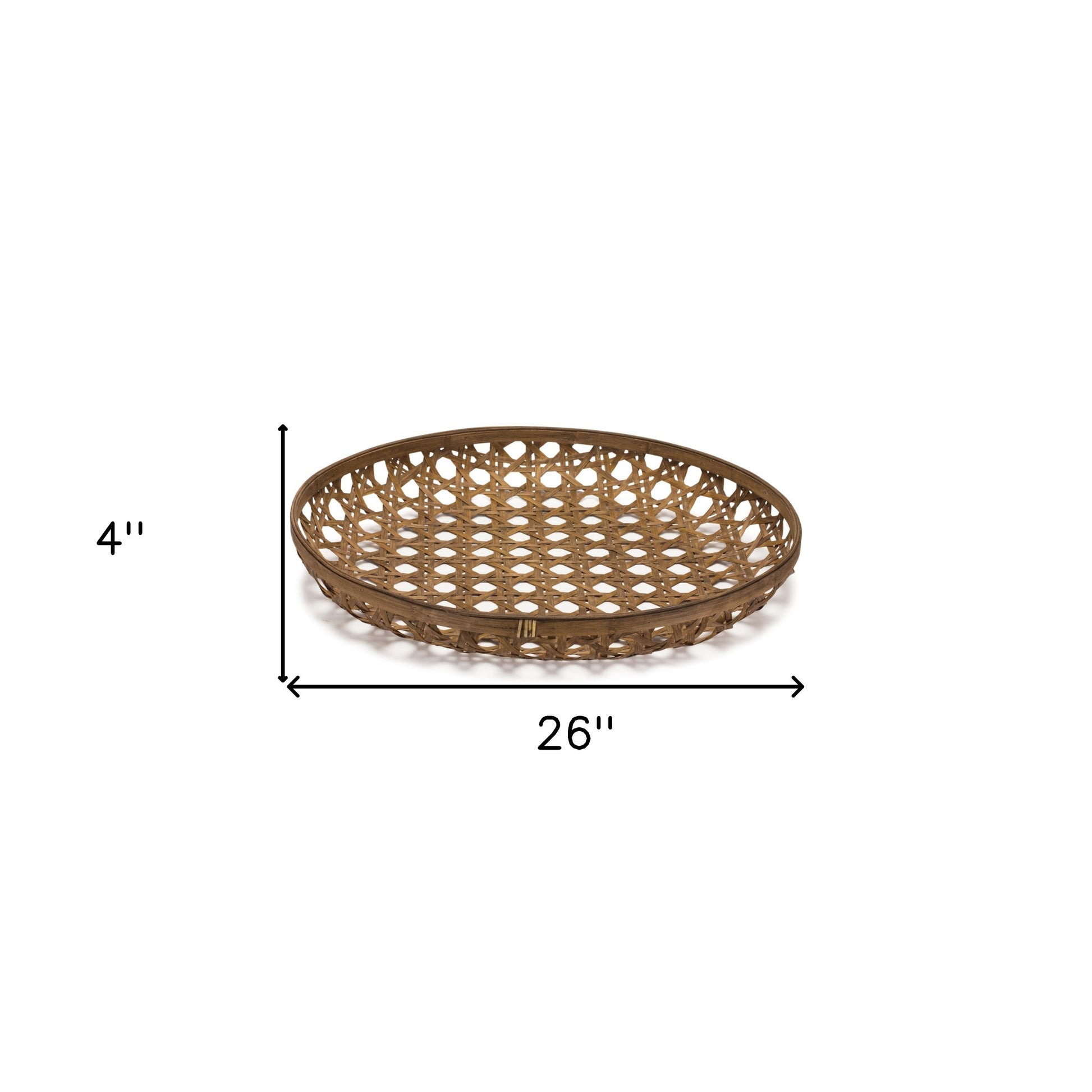 bamboo weave round wood tray, brown bamboo weave round wood, weave round wood tray, 26" brown bamboo weave round, bamboo weave round wood