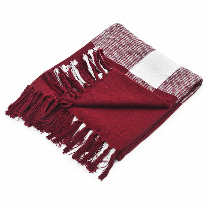 LAUREL 50" X 60" RED WOVEN COTTON CHECKERED THROW BLANKET WITH FRINGE