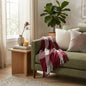 LAUREL 50" X 60" RED WOVEN COTTON CHECKERED THROW BLANKET WITH FRINGE
