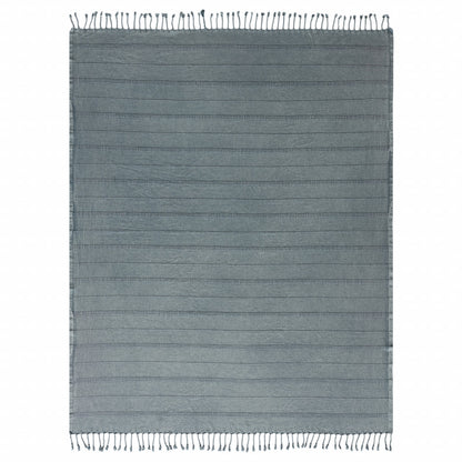 LAKEVIEW MOONLIGHT BLUE ORGANIC COTTON THROW BLANKET