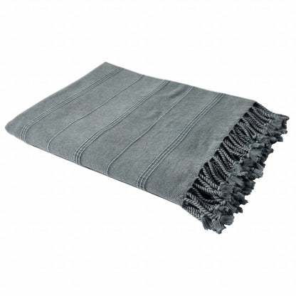 LAKEVIEW MOONLIGHT BLUE ORGANIC COTTON THROW BLANKET