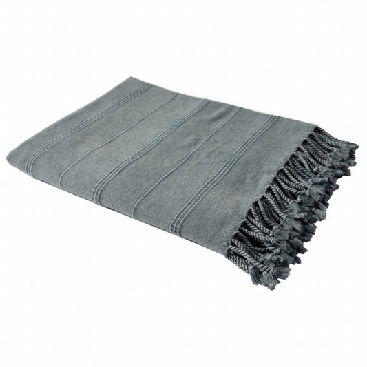 LAKEVIEW MOONLIGHT BLUE ORGANIC COTTON THROW BLANKET