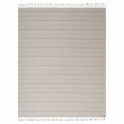 LAKEVIEW BEIGE ORGANIC COTTON THROW BLANKET