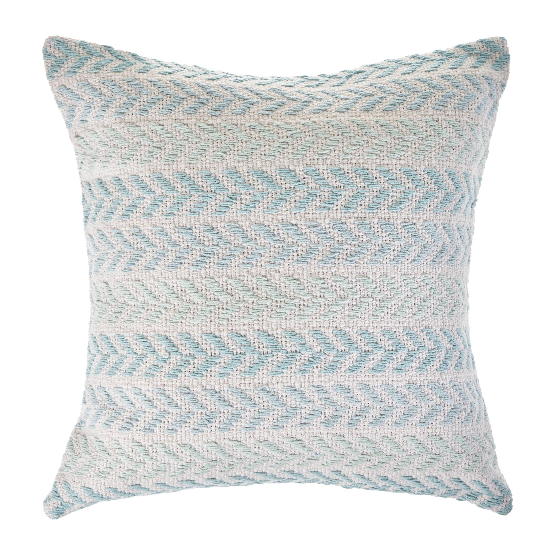 MALIBU 18" LIGHT BLUE AND WHITE CHEVRON COTTON THROW PILLOW - Varnish & Vibe