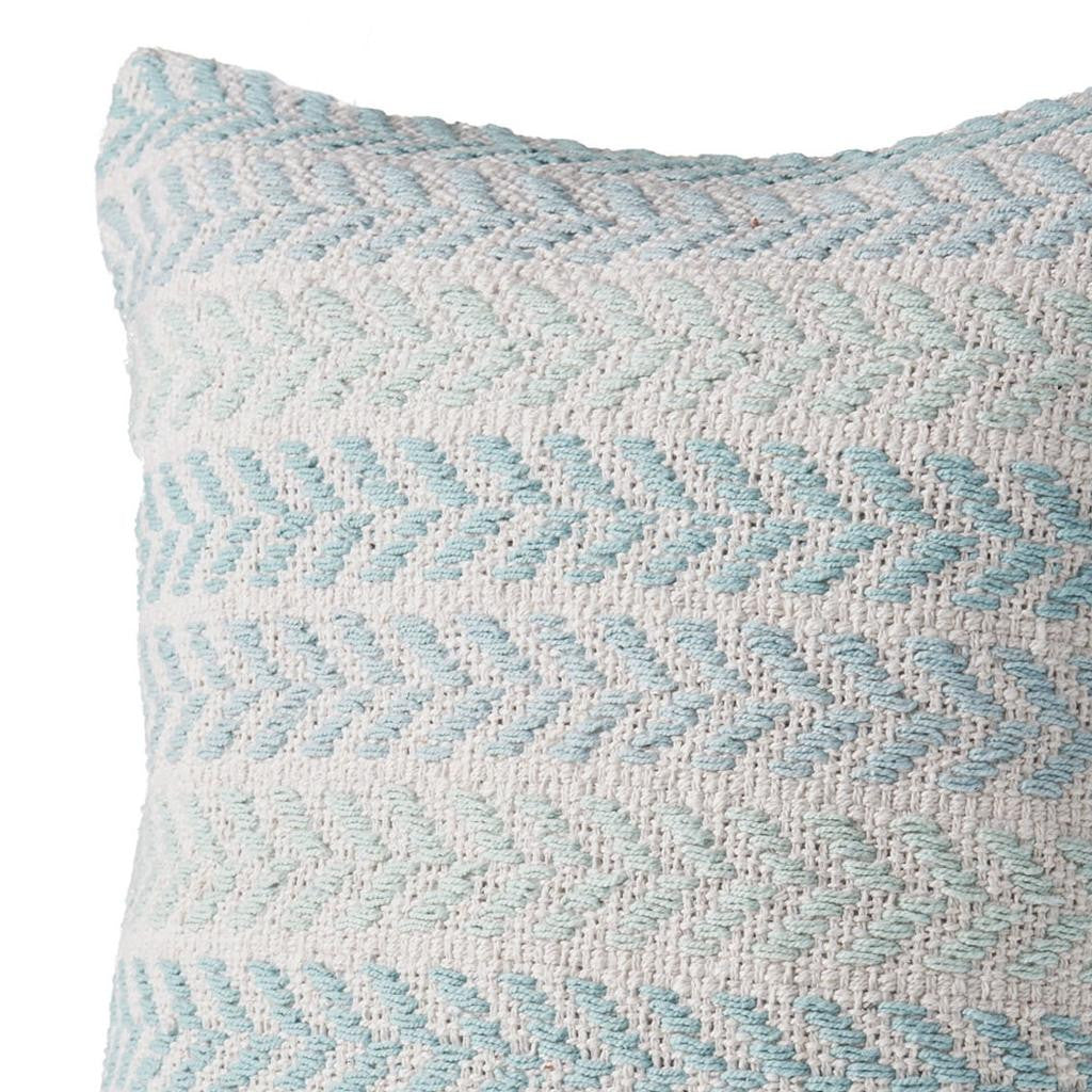 MALIBU 18" LIGHT BLUE AND WHITE CHEVRON COTTON THROW PILLOW - Varnish & Vibe