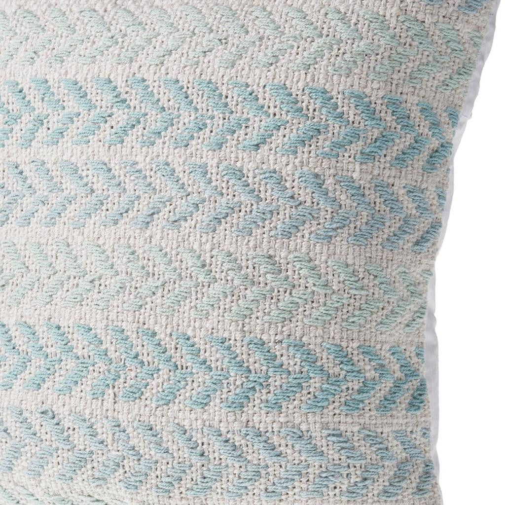 MALIBU 18" LIGHT BLUE AND WHITE CHEVRON COTTON THROW PILLOW - Varnish & Vibe
