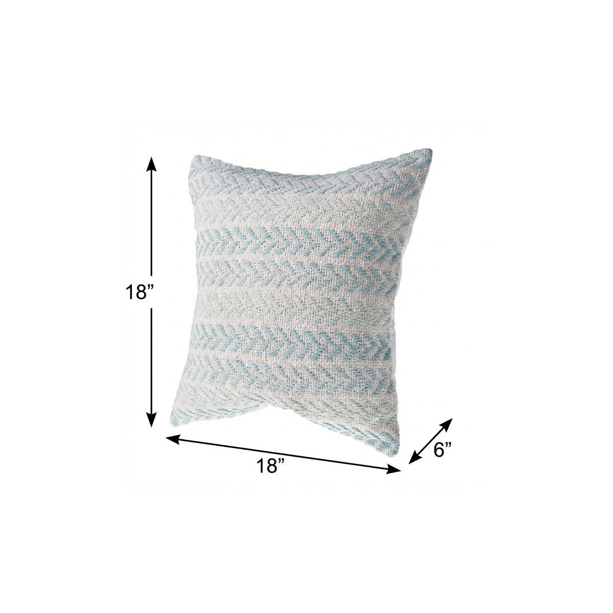 MALIBU 18" LIGHT BLUE AND WHITE CHEVRON COTTON THROW PILLOW - Varnish & Vibe