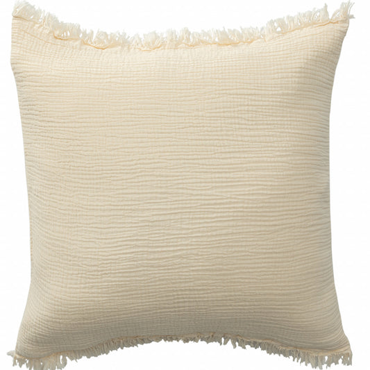 LAKEVIEW 20" BEIGE ORGANIC COTTON THROW PILLOW