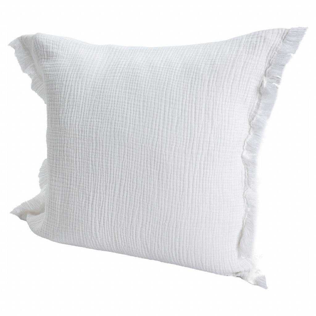 LAKEVIEW 20" WHITE ORGANIC COTTON THROW PILLOW