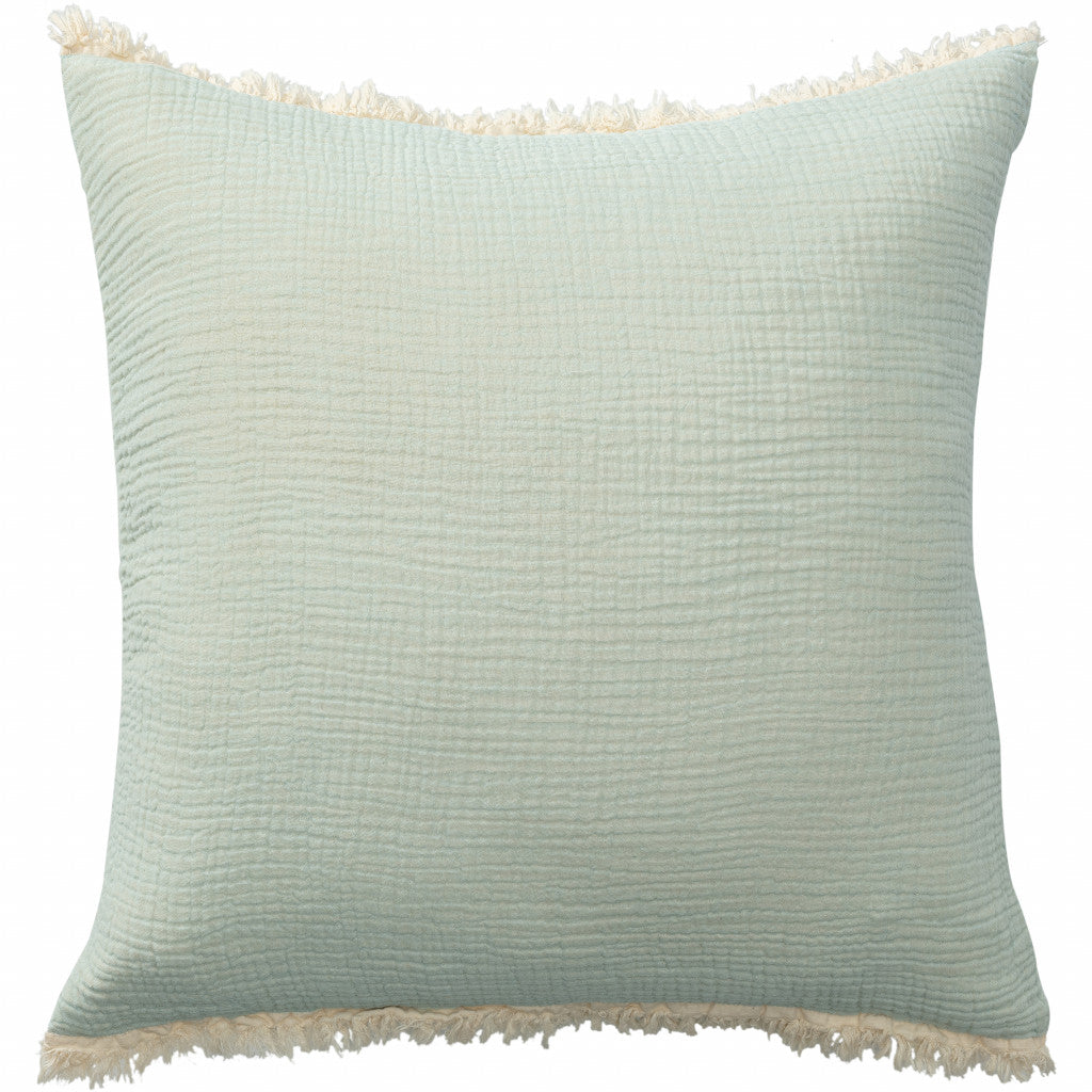 LAKEVIEW 20" AQUA BLUE ORGANIC COTTON THROW PILLOW