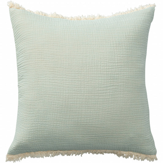 LAKEVIEW 20" AQUA BLUE ORGANIC COTTON THROW PILLOW