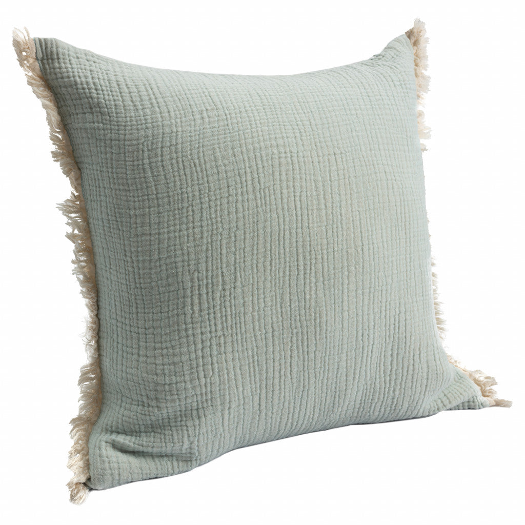 LAKEVIEW 20" AQUA BLUE ORGANIC COTTON THROW PILLOW